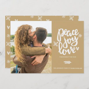 Invitación Calligraphy Peace Joy Love Photo Holiday Card