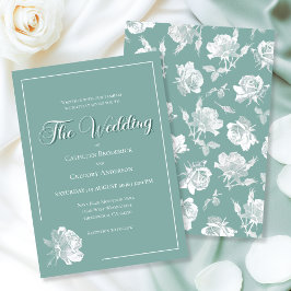 Invitación Calligraphy Script Sage Green Floral Wedding