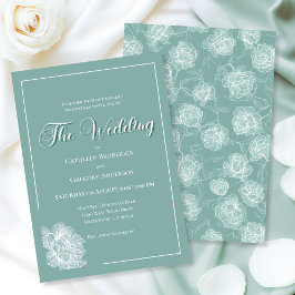 Invitación Calligraphy Script Sage Green Floral Wedding