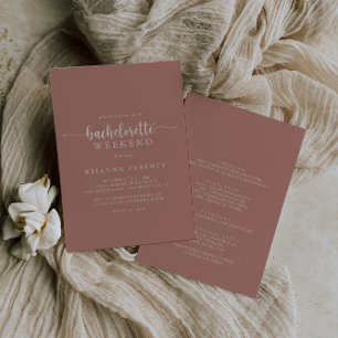 Invitación Calligraphy Terracotta Bachelorette Weekend