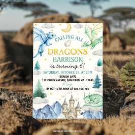 Invitación Calling All Dragon Kids Birthday Party