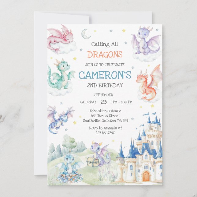 Invitación Calling All Dragons Birthday Invitation (Anverso)