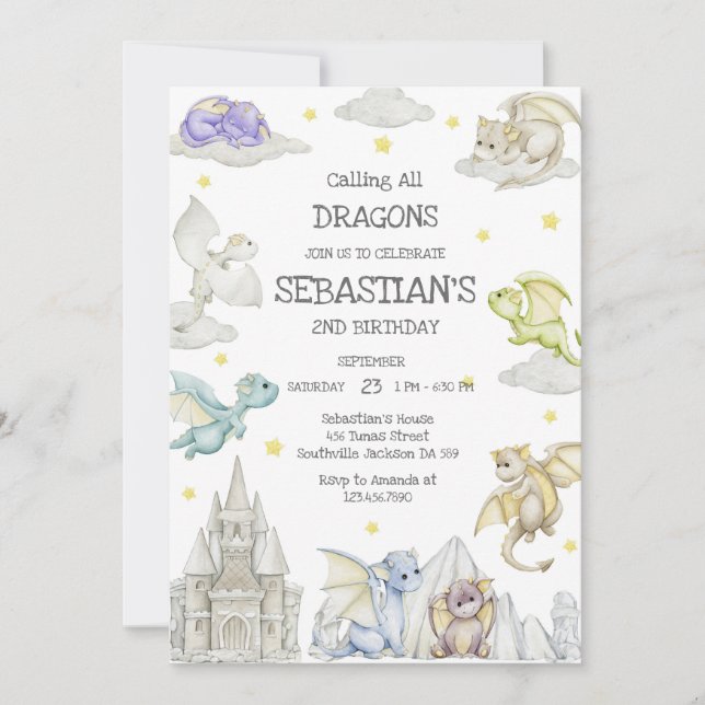 Invitación Calling All Dragons Birthday Invitation (Anverso)