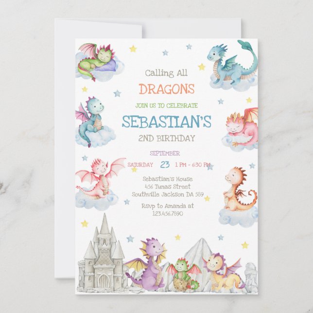 Invitación Calling All Dragons Birthday Invitation (Anverso)