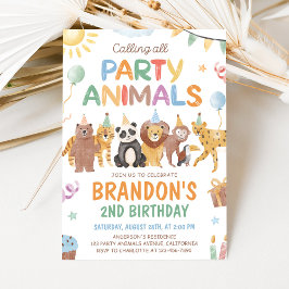 Invitación Calling All Party Animals Birthday Invitation
