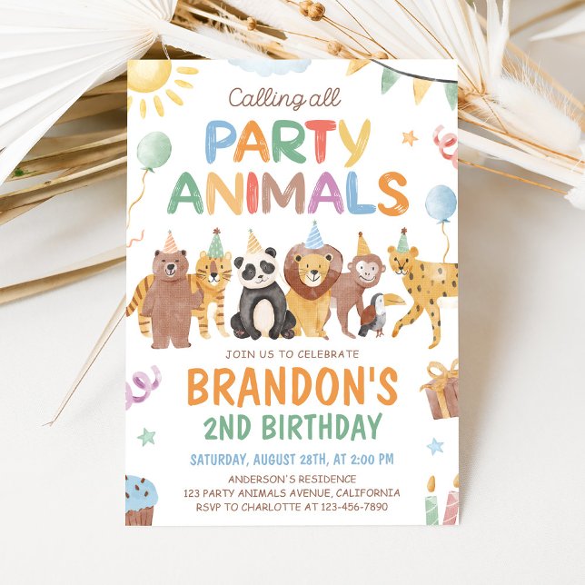 Invitación Calling All Party Animals Birthday Invitation (Subido por el creador)