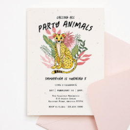 Invitación Calling All Party Animals Kids Cheetah Birthday
