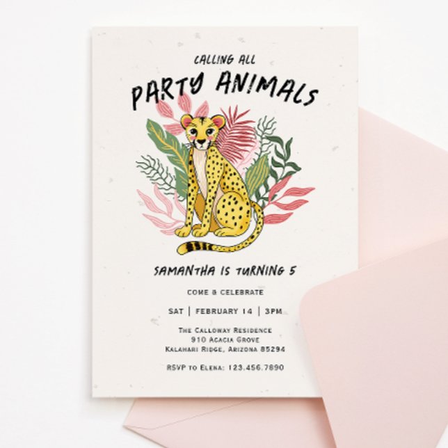 Invitación Calling All Party Animals Kids Cheetah Birthday (Subido por el creador)