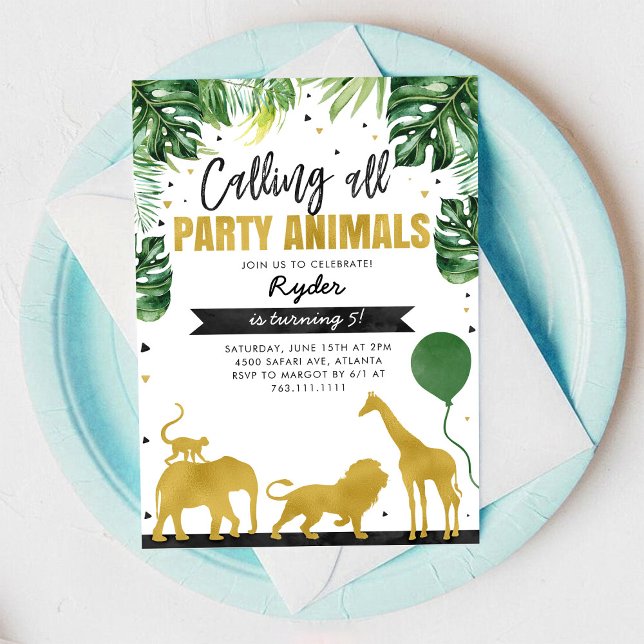 Invitación Calling All Party Animals Safari Birthday  (Subido por el creador)