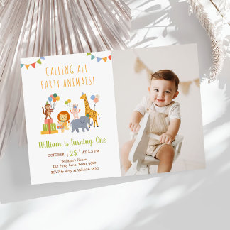 Invitación Calling All Party Animals Safari Birthday Photo