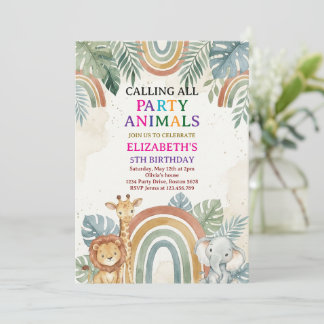 Invitación Calling All Party Animals Safari Zoo Birthday