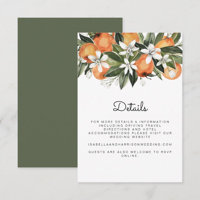 Invitación Calliope - Acuarela Naranja tropical (Anverso / Reverso)