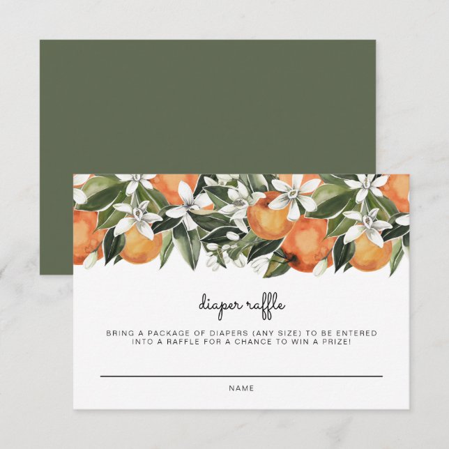Invitación Calliope - Naranjas de acuarela Diaper Raffle Tick (Anverso / Reverso)