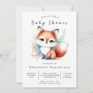 Invitación Calm Forest Animal Fox Baby Shower