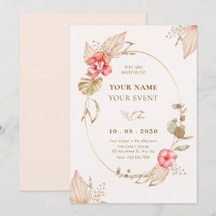 Invitación Calma crema floral elegante