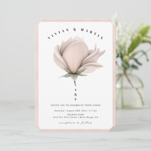 Invitación Calor de invierno Boda Floral (Anverso de pie)