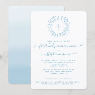 Invitación Calor y cruz azules de la comunión