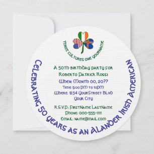 Invitación Calumnia Cumpleaños Personalizado Trebol Irlandés 