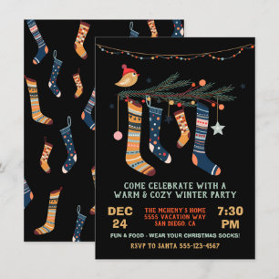 Invitación Calurosos y acogedores calcetines de Navidades Fie