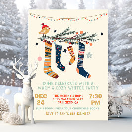 Invitación Calurosos y acogedores calcetines de Navidades Fie