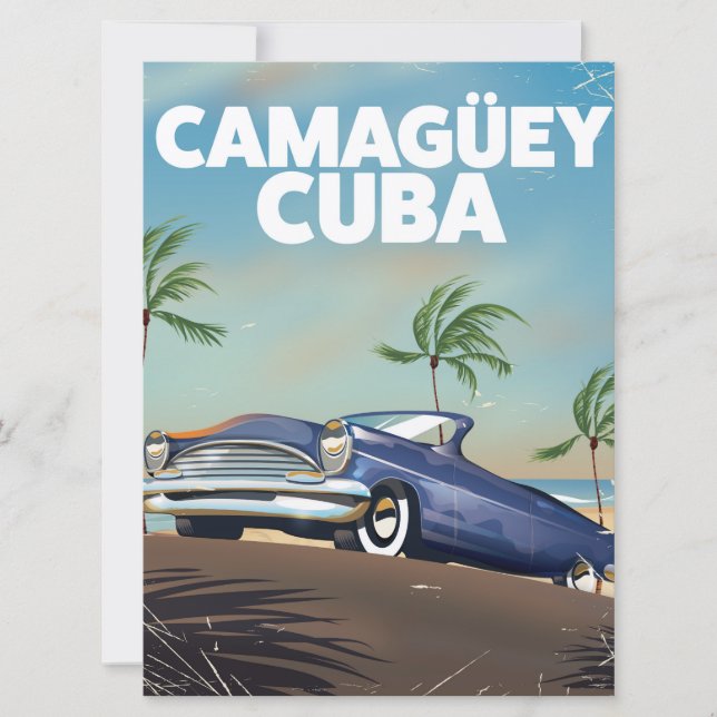 Invitación Camagüey poster de viajes de época cubana (Anverso)