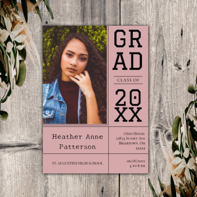 Invitación Cámara Abierta de Graduación de Fotografía | Invit (Pink Photo Graduation Open House Invitation)
