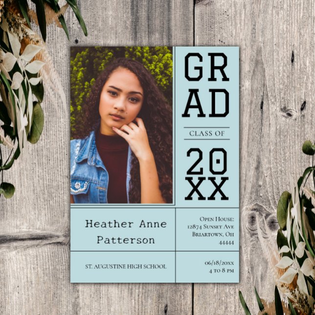 Invitación Cámara Abierta de Graduación de Fotografía | Invit (Teal Photo Graduation Open House Invitation)