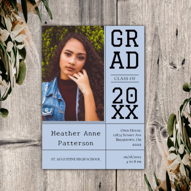 Invitación Cámara Abierta de Graduación de Fotografía | Invit (Blue Photo Graduation Open House Invitation)