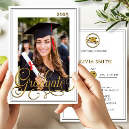 Invitación Cámara Abierta para Graduado de Script Elegante