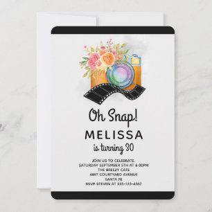 Invitación Cámara Boho y flores Acuarela Cumpleaños