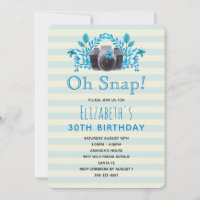 Cámara con cumpleaños de hojas azules y mariposas