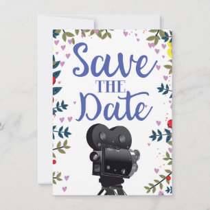 Invitación Cámara de cine para boda de guardar la fecha