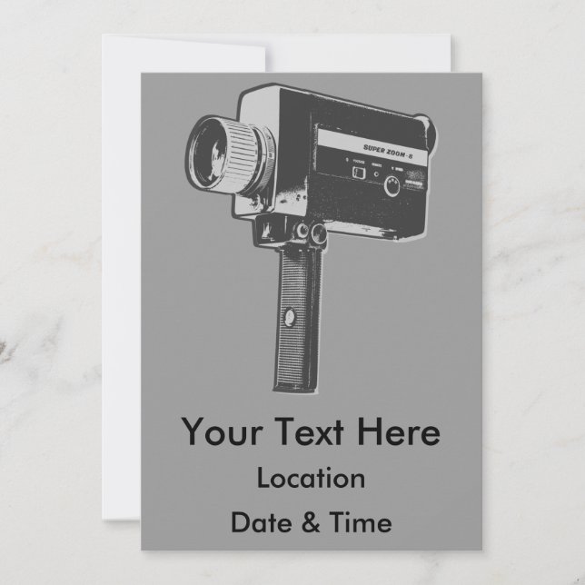 Invitación Cámara de cine Pop Art Super 8 (Anverso)