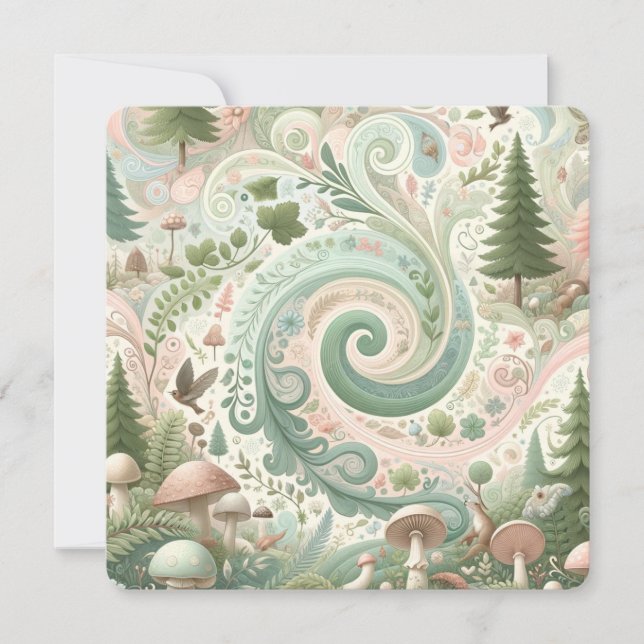 Invitación Camarada forestal encantada: Un sueño pastel de Co (Anverso)