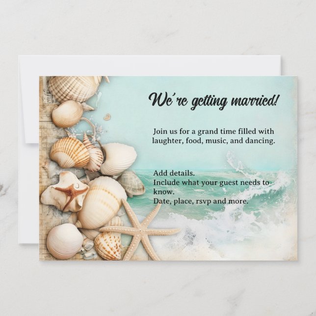 Invitación Camaradas de bodas en la playa 3 (Reverso)