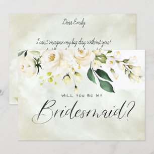 Invitación Camarera de Cuadros Florales Blancos y Verdes