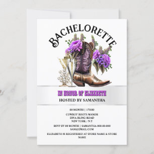 Invitación Camarera del occidente botas de vaquero morado gla