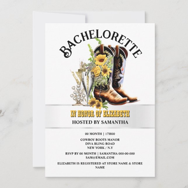 Invitación Camarera del país occidental arranca botas amarill (Anverso)