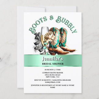 Invitación Camarero occidental botas de campo verde azulado m