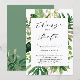 Invitación Cambia la Fecha Verdor Hojas de Palma Tropicales