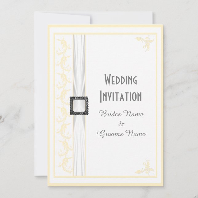 Invitación Cambiar a cualquier color blanco boda tradicional (Anverso)