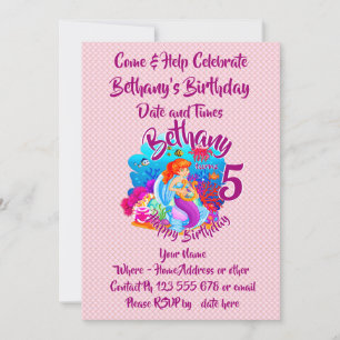 Invitación Cambiar el nombre de la edad de la sirena fiesta d