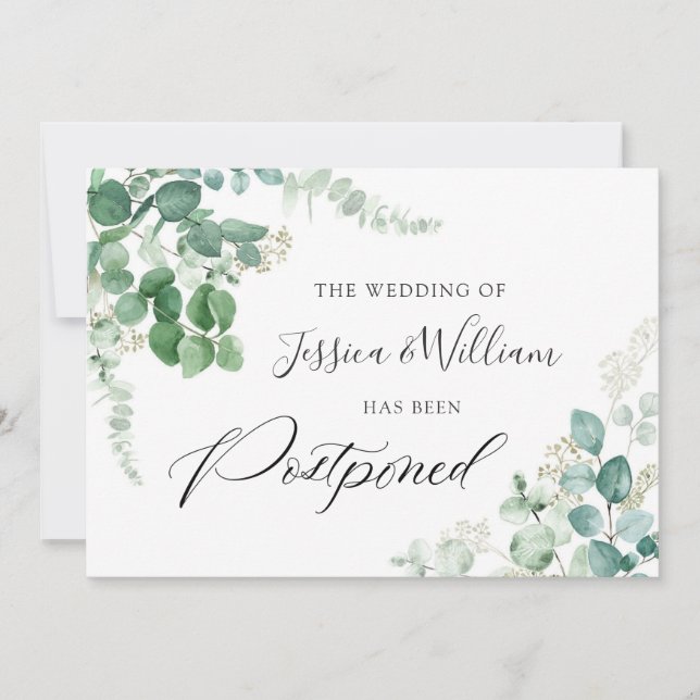 Invitación Cambiar la fecha de la acuarela de Eucalyptus posp (Anverso)