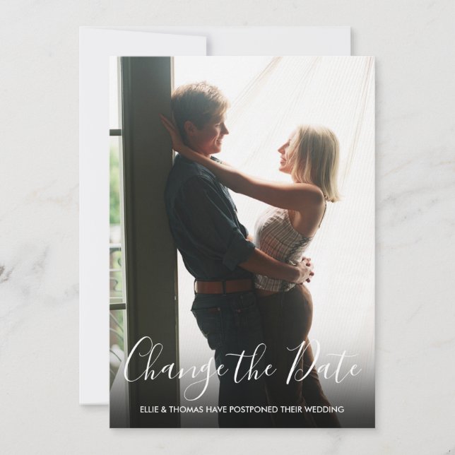 Invitación Cambiar la fecha de la boda pospuesta Foto con gui (Anverso)