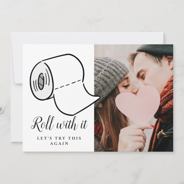 Invitación Cambiar la fecha de la foto de la boda pospuesta e (Anverso)