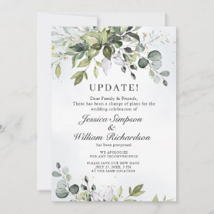 Invitación Cambiar la fecha pospuesta elegante Eucalipto