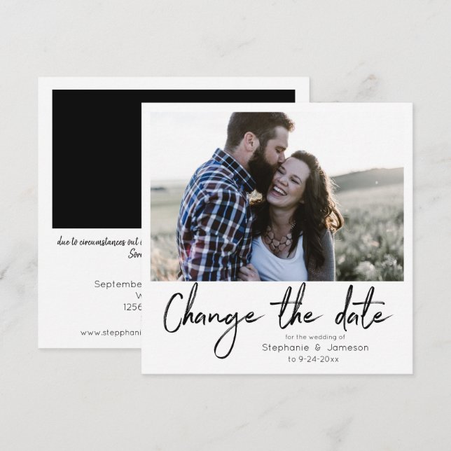 Invitación Cambiar la tipografía fotográfica instantánea deta (Anverso / Reverso)