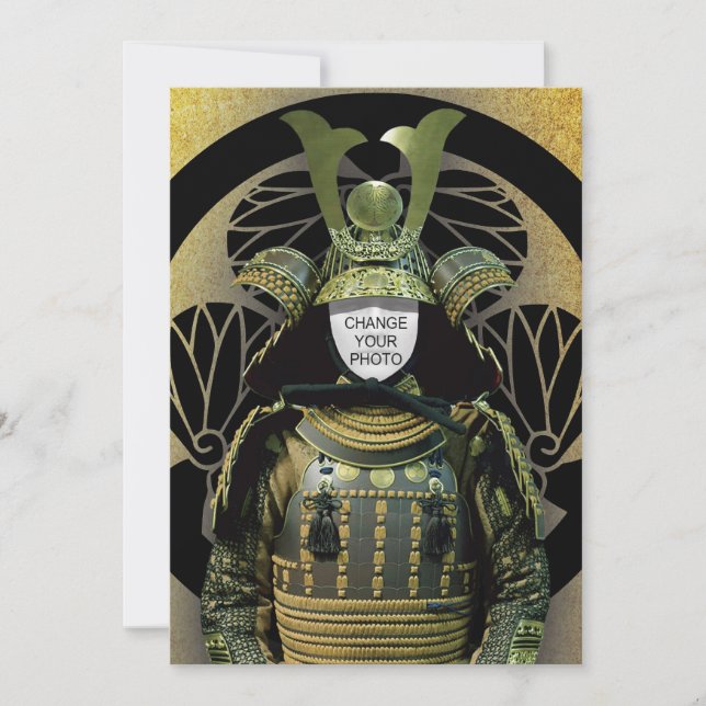 Invitación Cambiar tu foto, Samurai Helmet (Anverso)