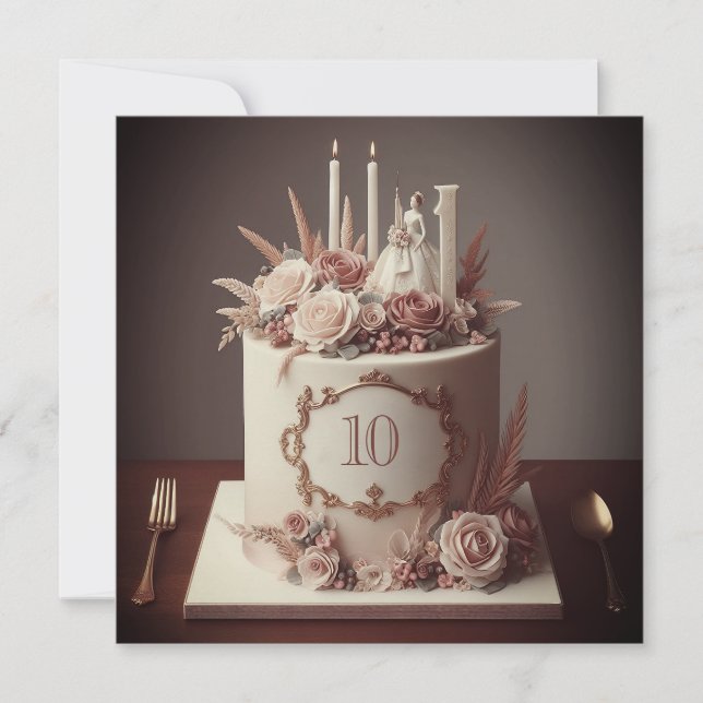 INVITACIÓN CAMBIO DE ANIVERSARIO BODA EDITABLE SOFISTICADO (Anverso)