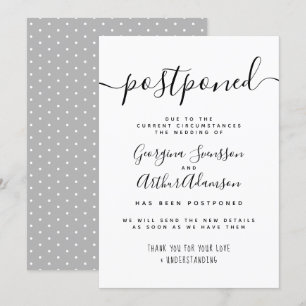 Invitación Cambio de Boda de escritura en blanco y negro "pos